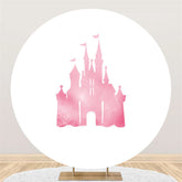 Lofaris Pink Castle White Round Backdrop For Girls Birthday